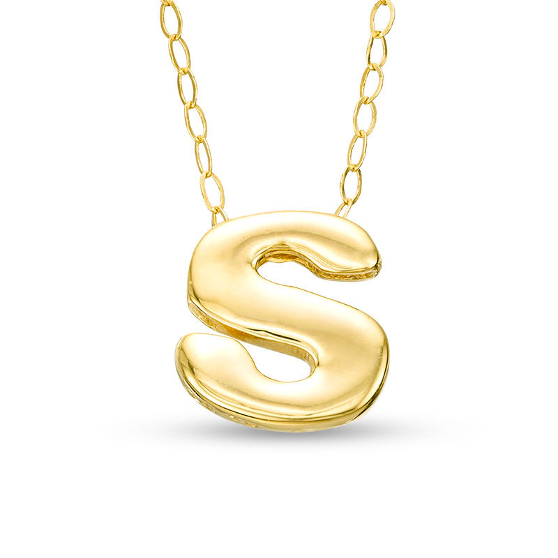 Main Image 1 of Mini Block "S" Initial Pendant in 10K Gold