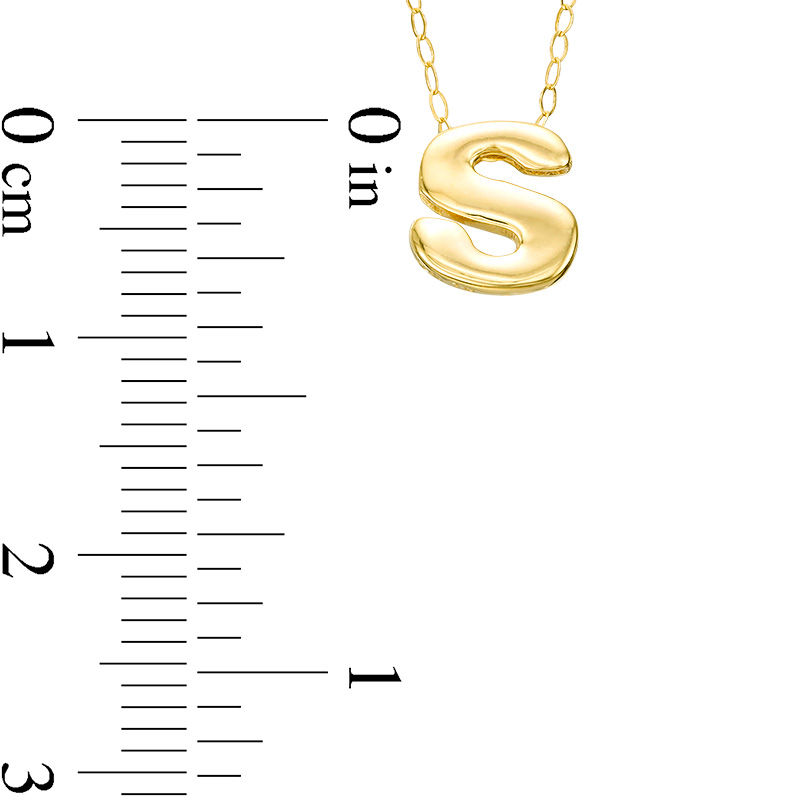 Main Image 2 of Mini Block "S" Initial Pendant in 10K Gold