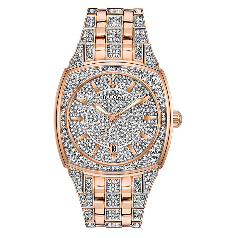 Main Image 1 of Men's Bulova Phantom Crystal Accent Rose-Tone Watch with Square Silver-Tone Dial (Model: 98B324)