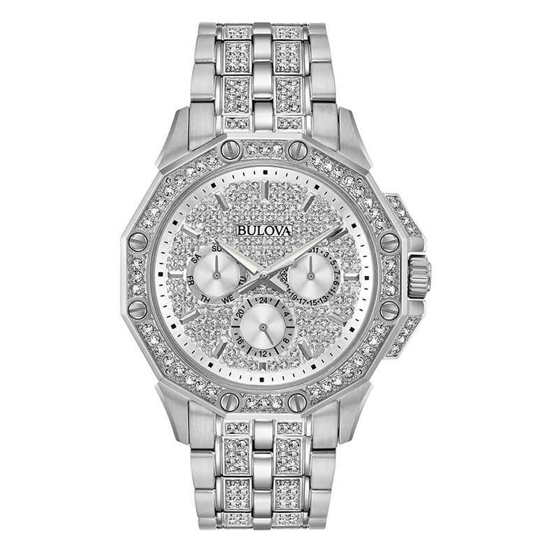 Men's Bulova Octava Crystal Accent Watch with Silver-Tone Dial (Model: 96C134)