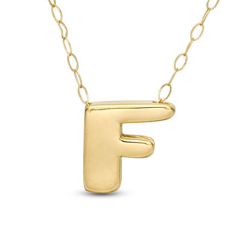 Main Image 1 of Mini Block "F" Initial Pendant in 10K Gold
