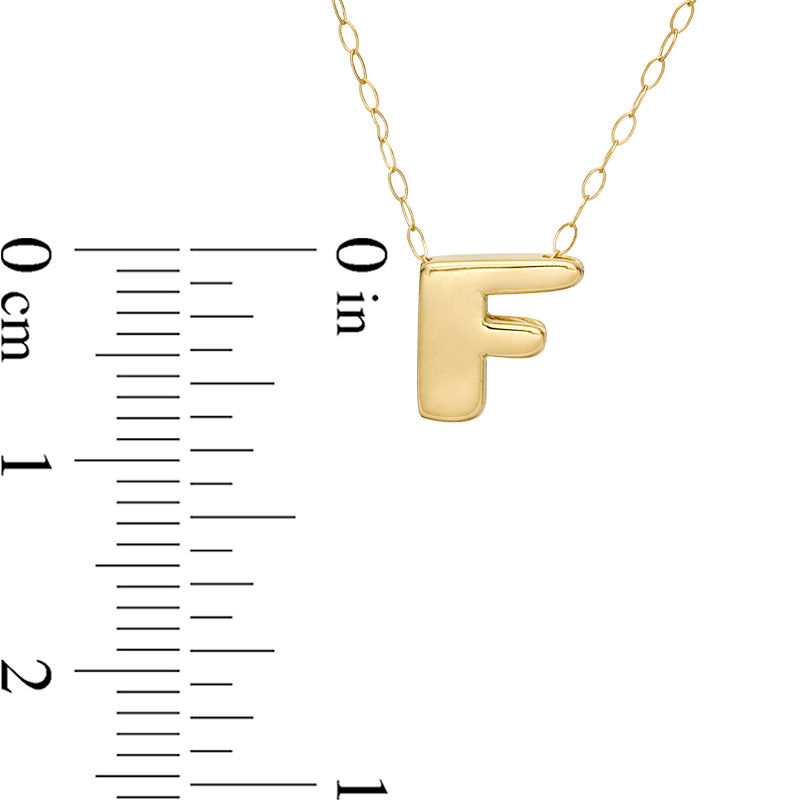 Mini Block "F" Initial Pendant in 10K Gold