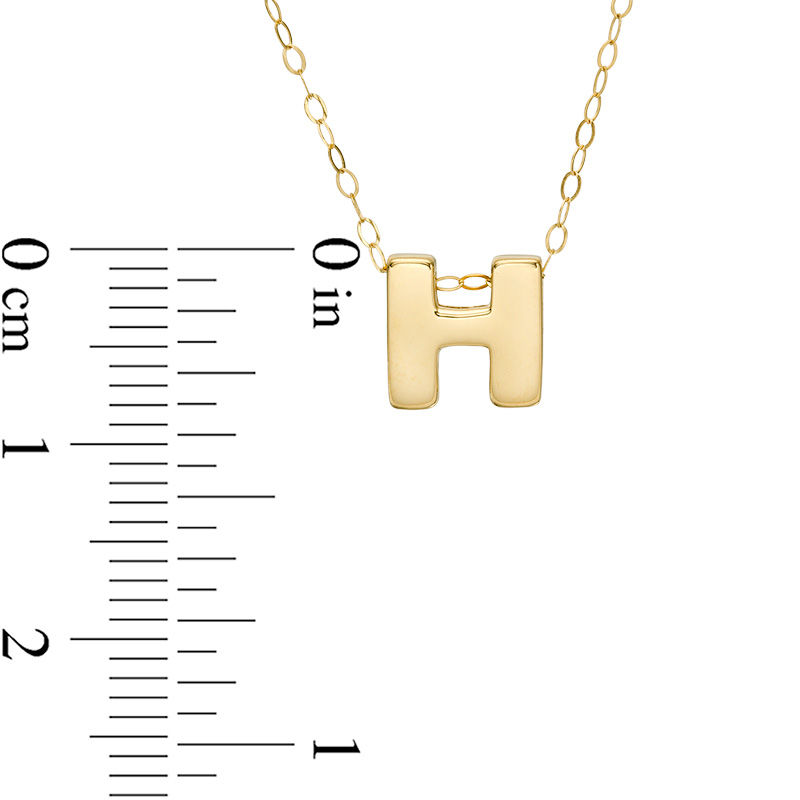 Mini Block "H" Initial Pendant in 10K Gold