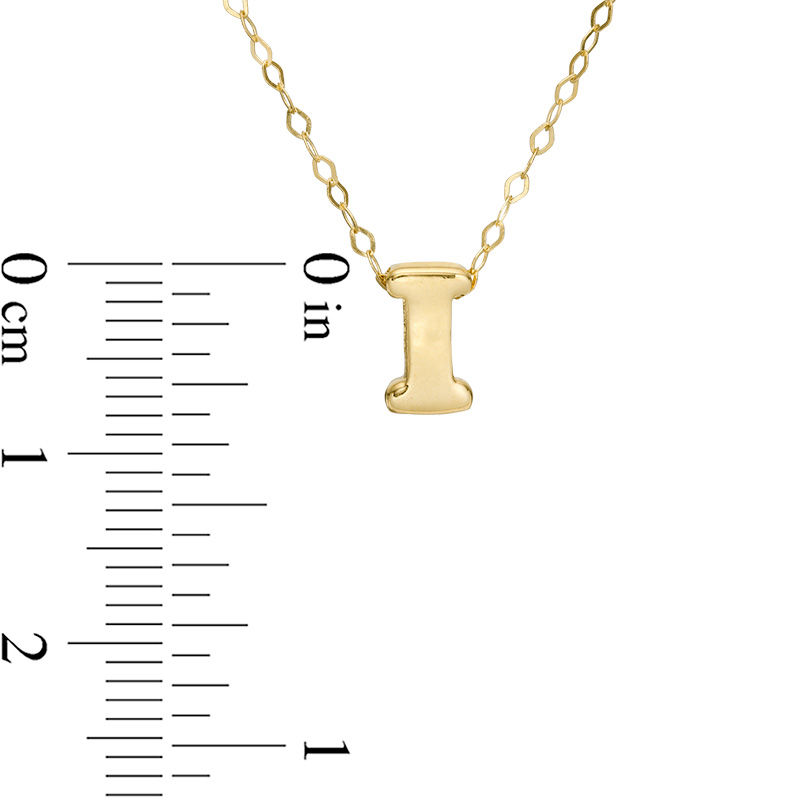 Mini Block "I" Initial Pendant in 10K Gold