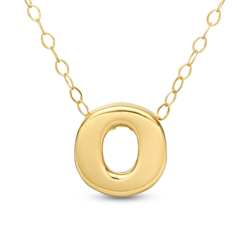 Mini Block "O" Initial Pendant in 10K Gold