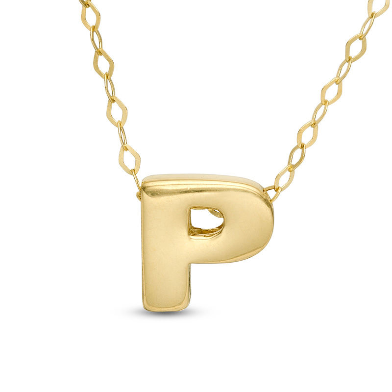 Main Image 1 of Mini Block "P" Initial Pendant in 10K Gold