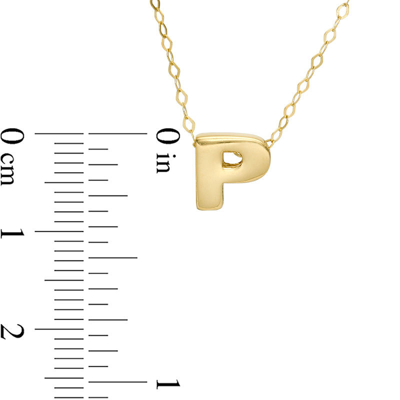 Main Image 2 of Mini Block "P" Initial Pendant in 10K Gold