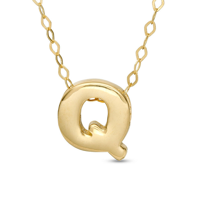 Mini Block "Q" Initial Pendant in 10K Gold