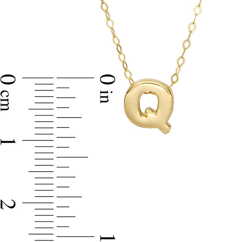 Mini Block "Q" Initial Pendant in 10K Gold