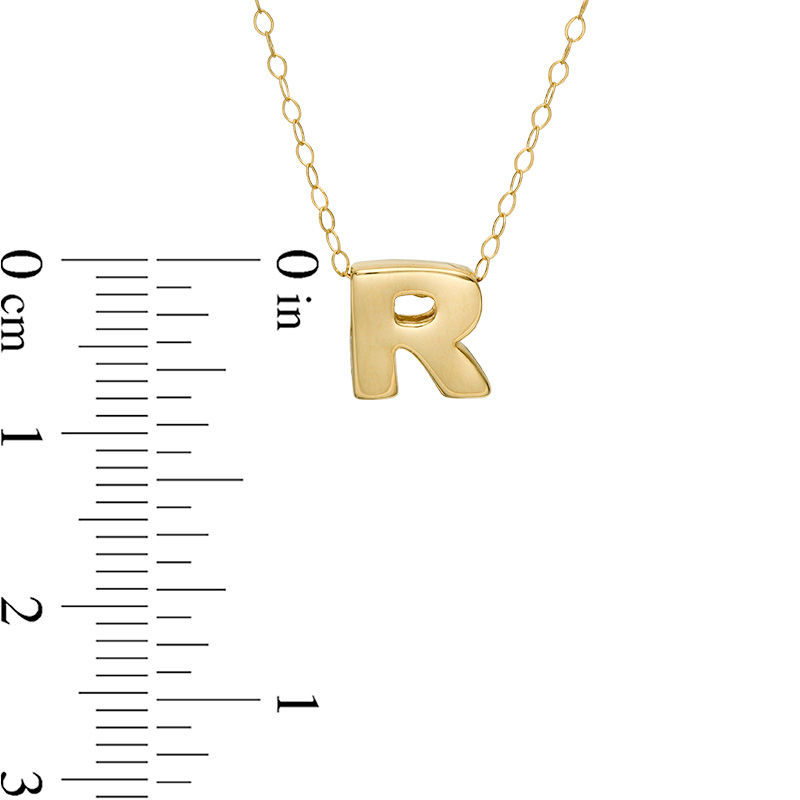 Main Image 2 of Mini Block "R" Initial Pendant in 10K Gold