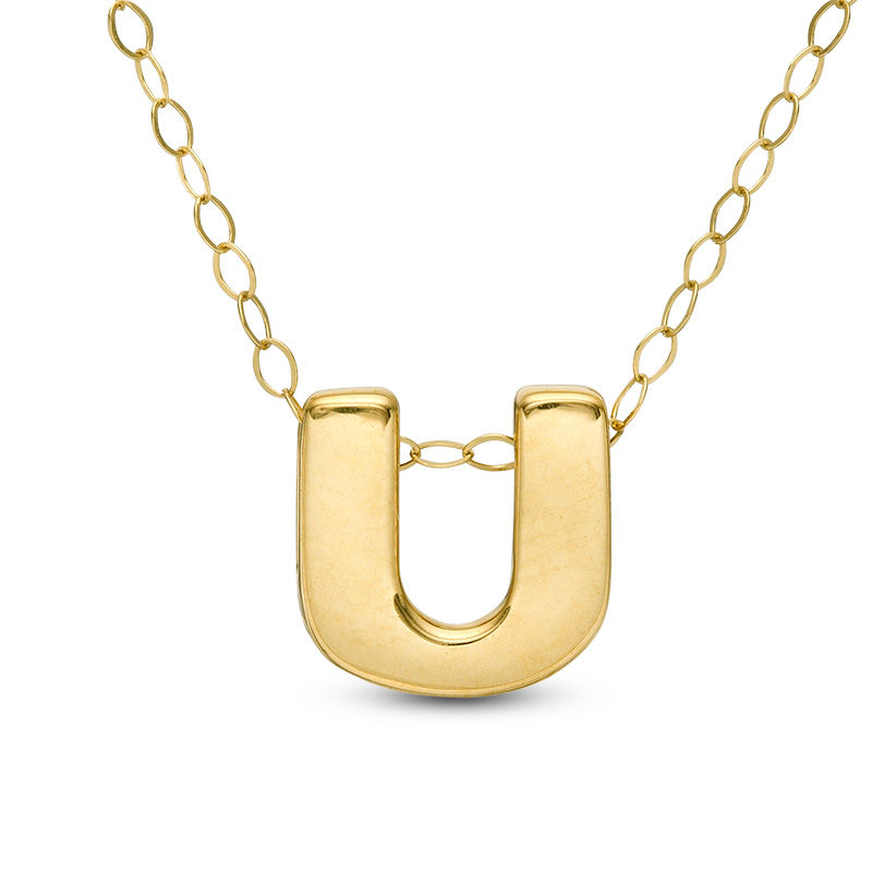 Main Image 1 of Mini Block "U" Initial Pendant in 10K Gold