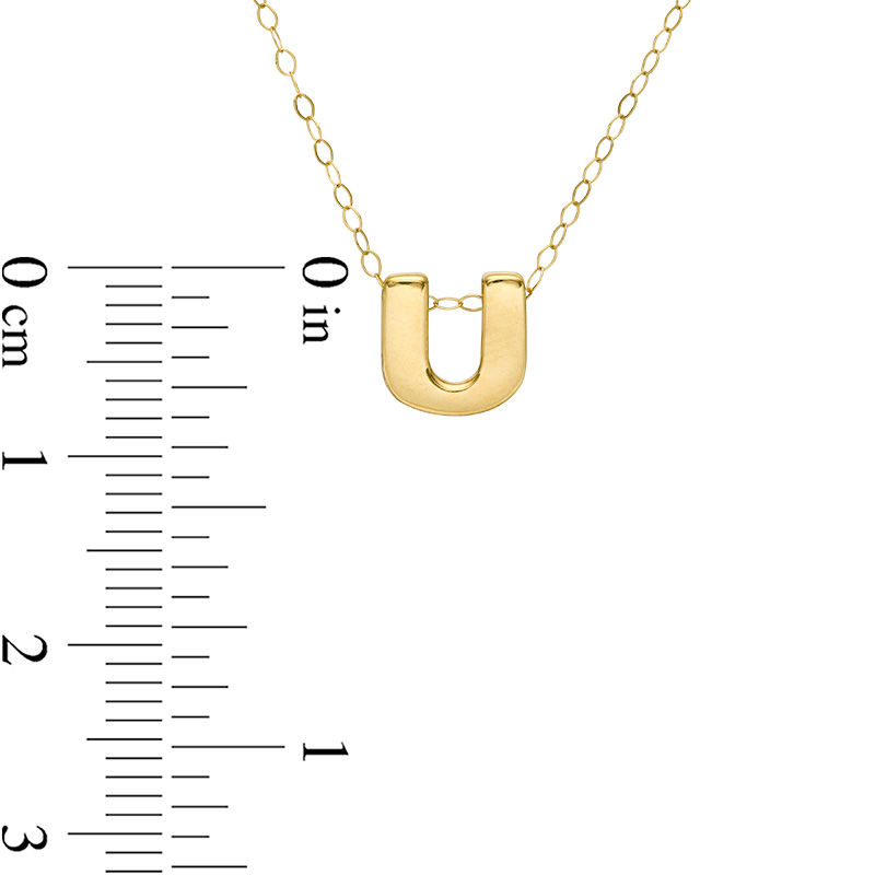 Mini Block "U" Initial Pendant in 10K Gold