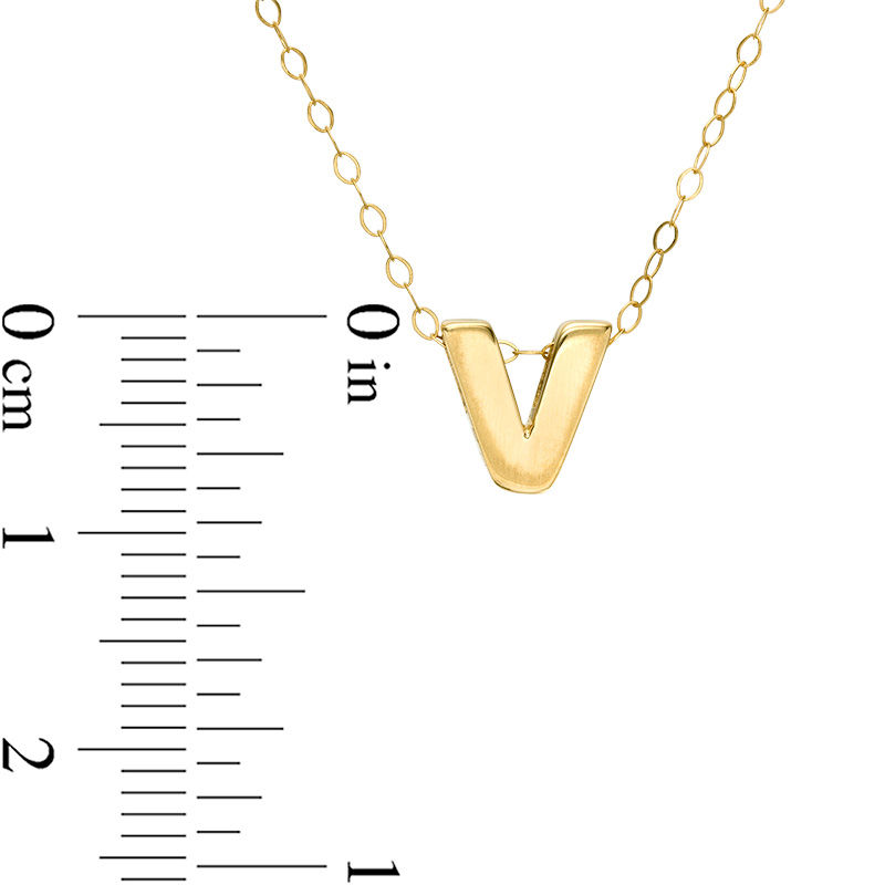 Main Image 2 of Mini Block "V" Initial Pendant in 10K Gold