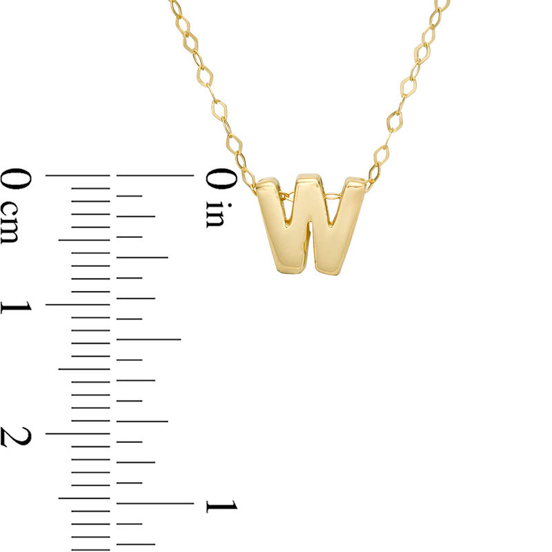 Mini Block "W" Initial Pendant in 10K Gold