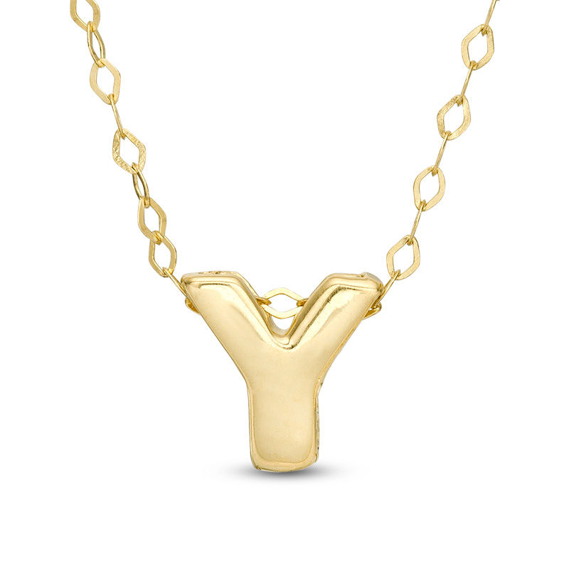 Main Image 1 of Mini Block "Y" Initial Pendant in 10K Gold