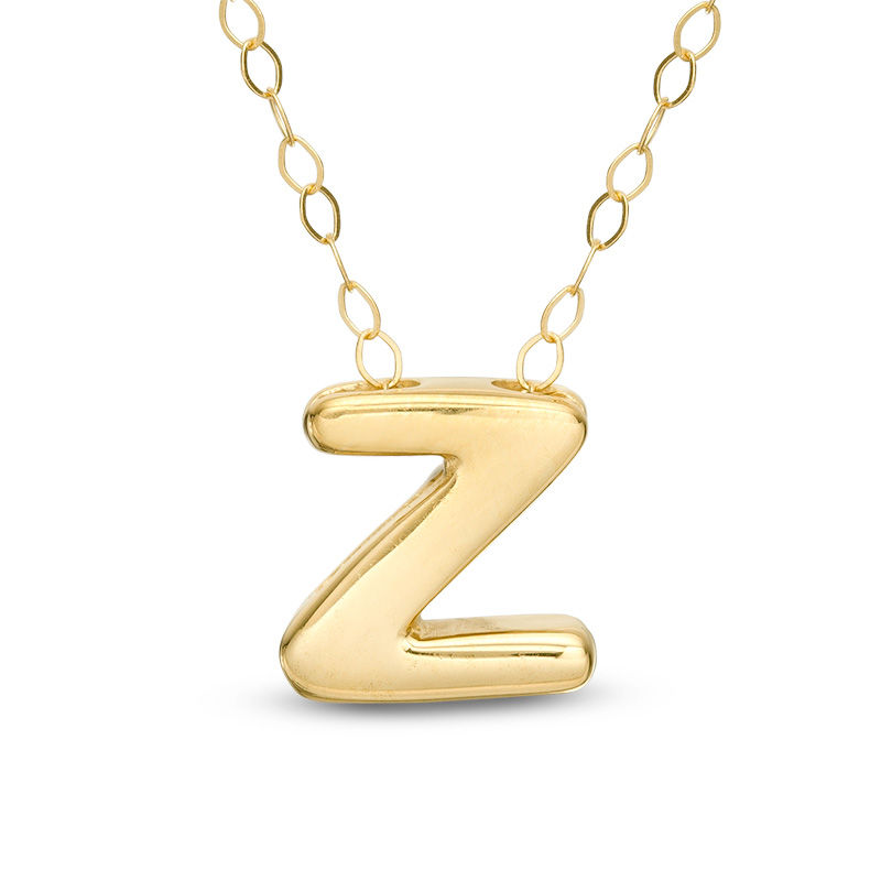 Mini Block "Z" Initial Pendant in 10K Gold