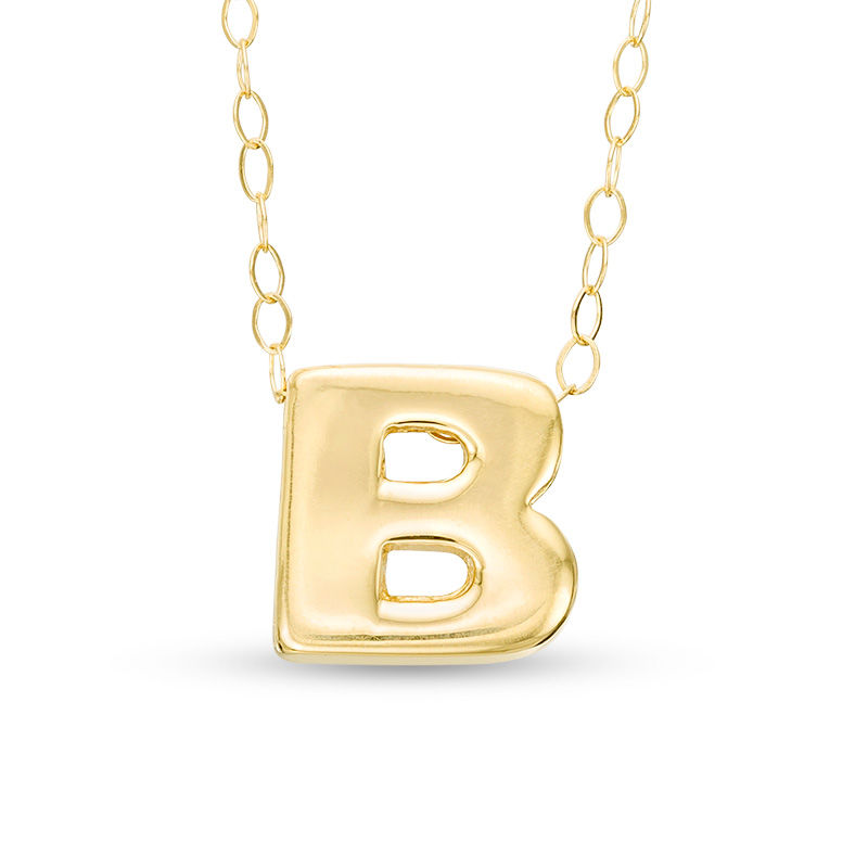 Mini Block "B" Initial Pendant in 10K Gold