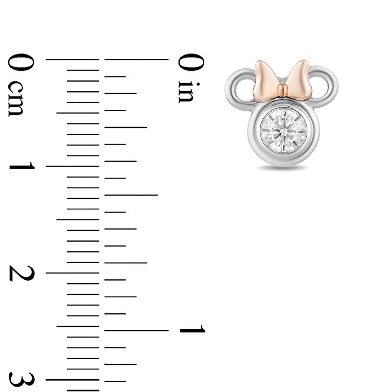 Main Image 3 of Mickey Mouse & Minnie Mouse 1/2 CT. T.W. Diamond Solitaire Stud Earrings in Sterling Silver and 10K Rose Gold