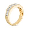 Thumbnail Image 4 of Ladies' and Men's 1/4 CT. T.W. Diamond Frame Three Piece Bridal and Wedding Band Set in 10K Two-Tone Gold