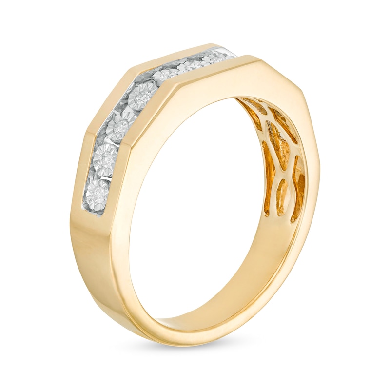 Ladies' and Men's 1/4 CT. T.W. Diamond Frame Three Piece Bridal and Wedding Band Set in 10K Two-Tone Gold