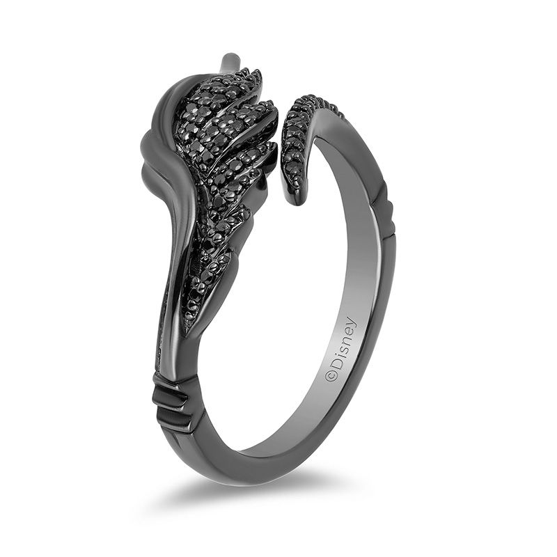Details about   Enchanted Disney Maleficent Black Round Diamond Engagement Ring In Silver 