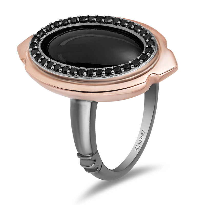 Main Image 2 of Enchanted Disney Villains Maleficent Onyx and 1/5 CT. T.W. Diamond Ring in Black Sterling Silver and 10K Rose Gold