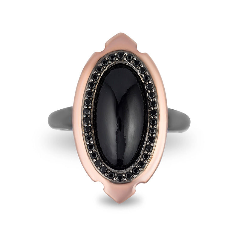 Main Image 4 of Enchanted Disney Villains Maleficent Onyx and 1/5 CT. T.W. Diamond Ring in Black Sterling Silver and 10K Rose Gold