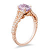 Thumbnail Image 1 of Enchanted Disney Rapunzel Oval Rose de France Amethyst and 1/3 CT. T.W. Diamond Engagement Ring in 14K Rose Gold