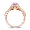 Thumbnail Image 2 of Enchanted Disney Rapunzel Oval Rose de France Amethyst and 1/3 CT. T.W. Diamond Engagement Ring in 14K Rose Gold