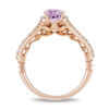 Thumbnail Image 3 of Enchanted Disney Rapunzel Oval Rose de France Amethyst and 1/3 CT. T.W. Diamond Engagement Ring in 14K Rose Gold