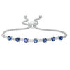 Thumbnail Image 1 of 4.0mm Lab-Created Blue and White Sapphire Station Bolo Bracelet in Sterling Silver - 9&quot;