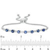 Thumbnail Image 2 of 4.0mm Lab-Created Blue and White Sapphire Station Bolo Bracelet in Sterling Silver - 9&quot;