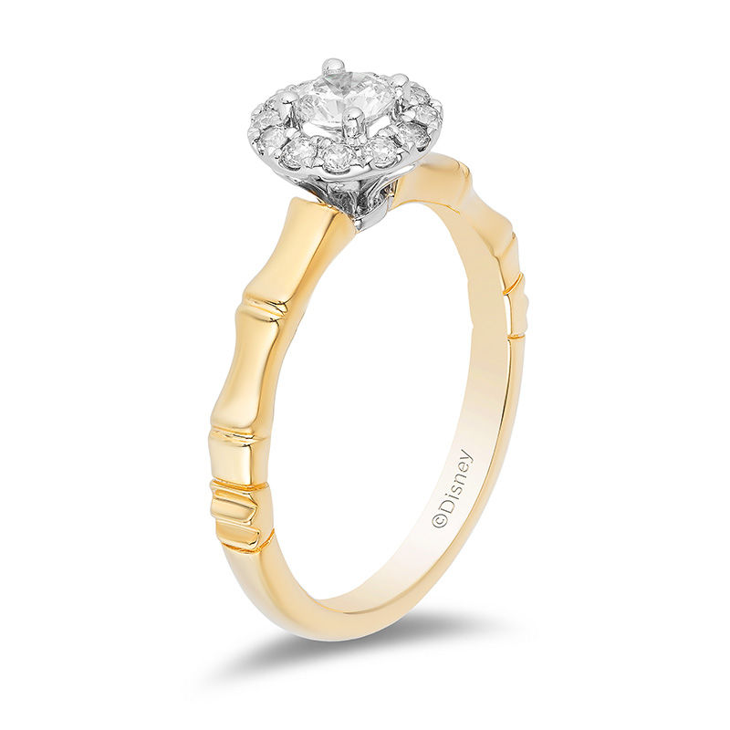 Enchanted Disney Mulan 1/2 CT. T.W. Diamond Frame Bamboo Engagement Ring in 14K Two-Tone Gold