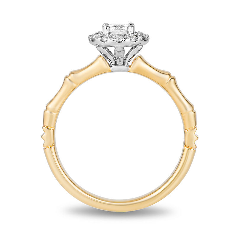 Enchanted Disney Mulan 1/2 CT. T.W. Diamond Frame Bamboo Engagement Ring in 14K Two-Tone Gold