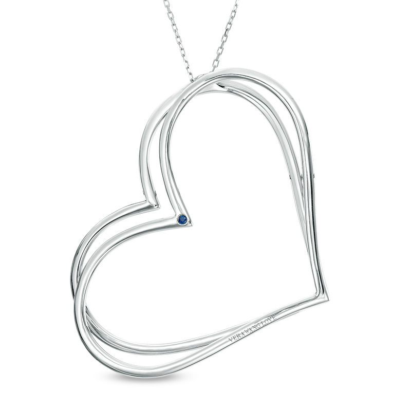 The Kindred Heart from Vera Wang Love Collection 5/8 CT. T.W. Diamond Tilted Pendant in Sterling Silver - 19"