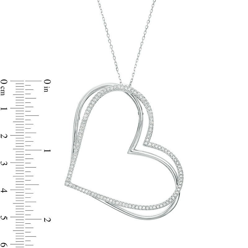The Kindred Heart from Vera Wang Love Collection 5/8 CT. T.W. Diamond Tilted Pendant in Sterling Silver - 19"