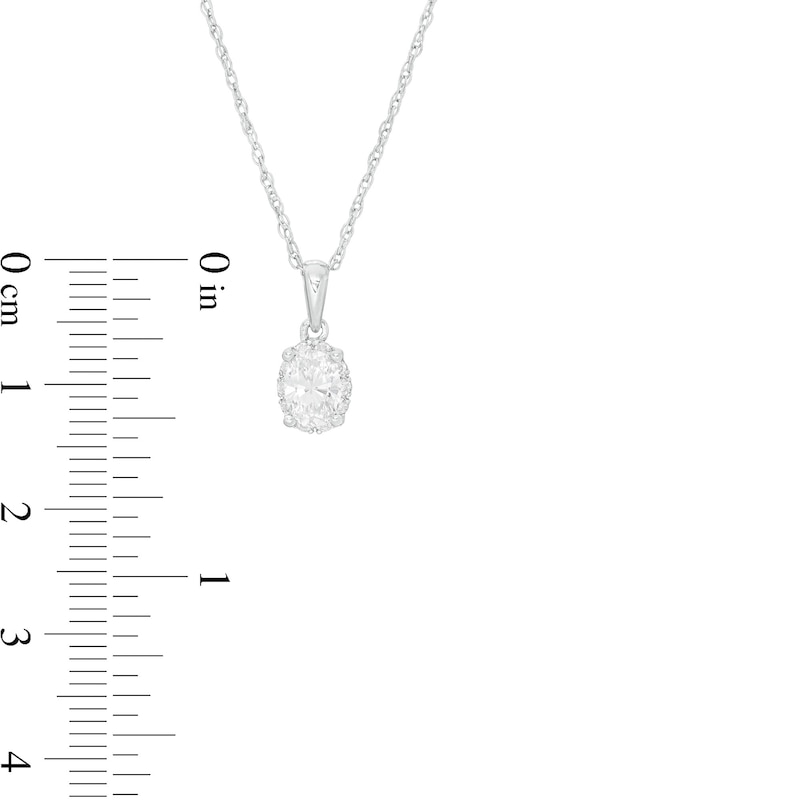 Main Image 2 of 5/8 CT. T.W. Certified Canadian Oval Diamond Frame Pendant in 14K White Gold (I/SI2)
