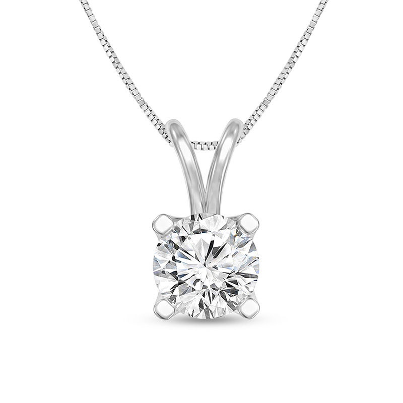 Main Image 1 of 1/4 CT. Certified Diamond Solitaire Pendant in 14K White Gold (I/SI2)