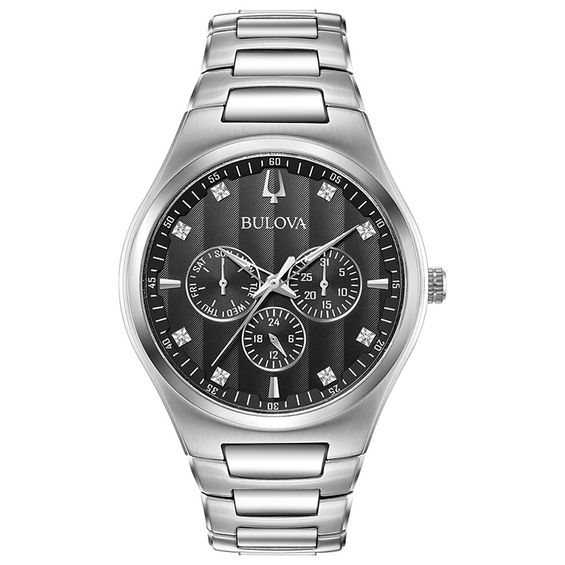 Men's Bulova Chronograph Diamond Accent Watch with Black Dial (Model: 96D143)