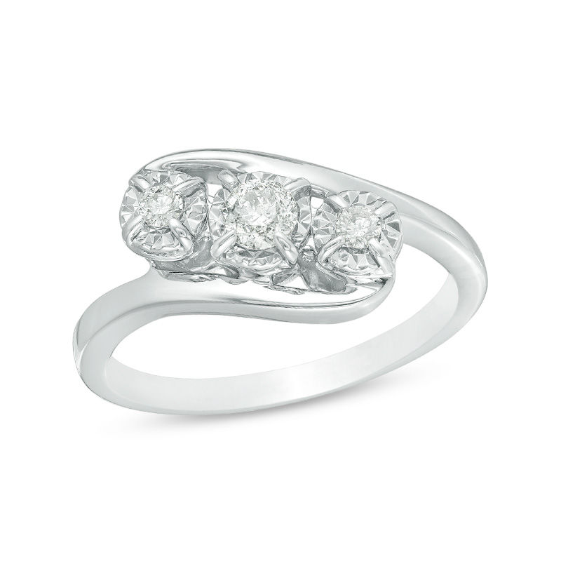 1/4 CT. T.W. Diamond Three Stone Engagement Ring in 10K White Gold