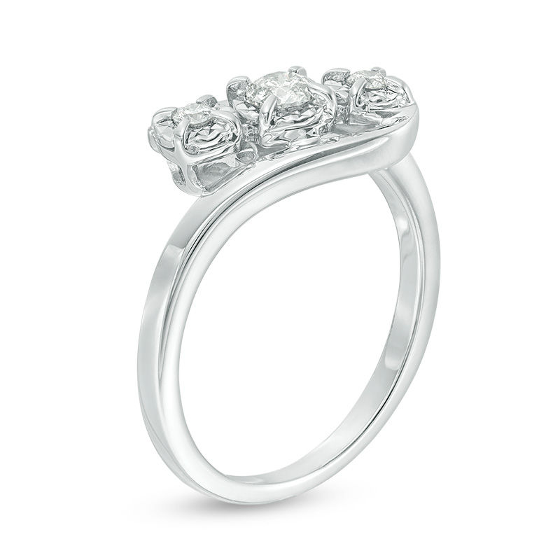 1/4 CT. T.W. Diamond Three Stone Engagement Ring in 10K White Gold