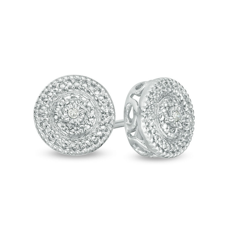 Diamond Accent Frame Stud Earrings in Sterling Silver