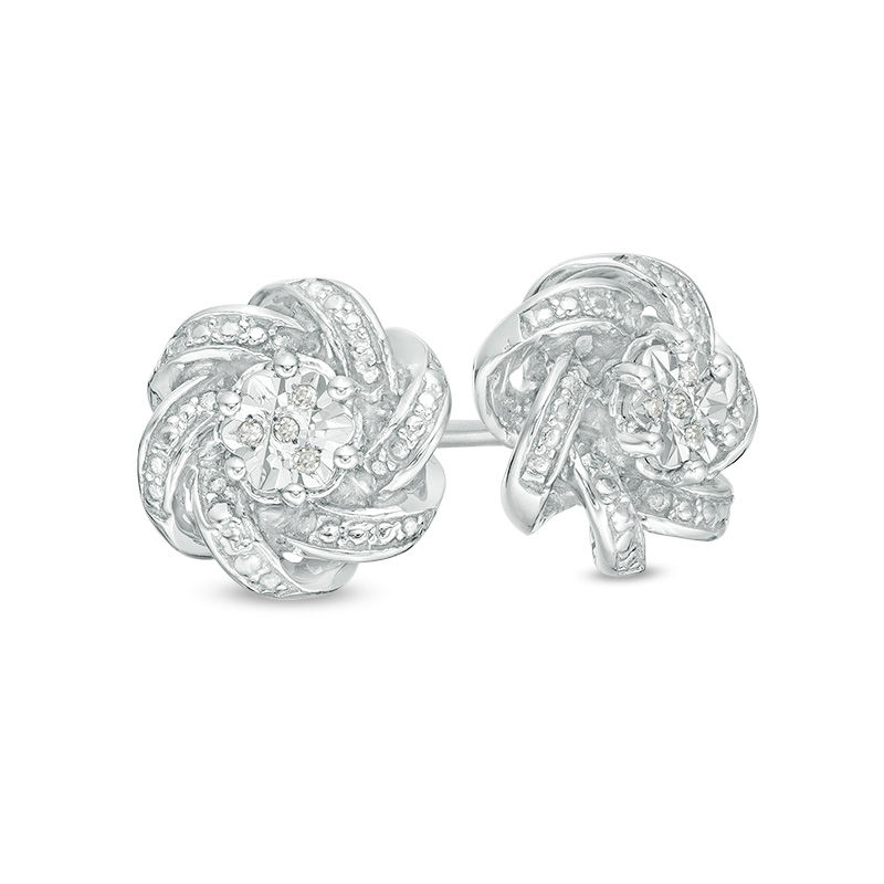 Diamond Accent Pinwheel Stud Earrings in Sterling Silver