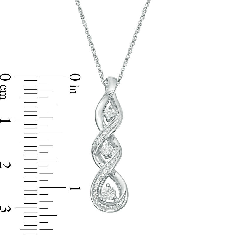 Main Image 2 of Diamond Accent Three Stone Flame Pendant in Sterling Silver