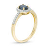 Thumbnail Image 2 of Oval Blue Sapphire and 1/8 CT. T.W. Diamond Frame Engagement Ring in 14K Gold