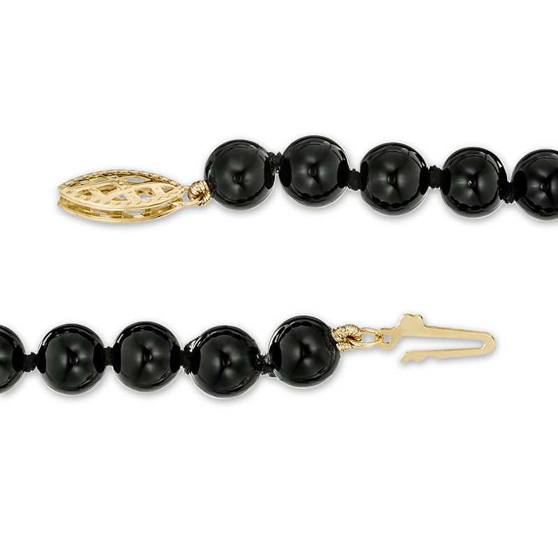 Main Image 2 of Onyx Graduated Necklace with 10K Gold Clasp