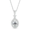 Thumbnail Image 1 of Oval Aquamarine and 1/10 CT. T.W. Diamond Frame Pendant in 10K White Gold