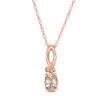 Thumbnail Image 0 of Oval Morganite and Diamond Accent Awareness Ribbon Pendant in Sterling Silver with 14K Rose Gold Plate