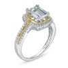 Thumbnail Image 2 of Emerald-Cut Aquamarine and 1/5 CT. T.W. Diamond Frame Ring in 10K Two-Tone Gold