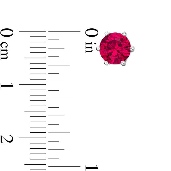 6.0mm Lab-Created Ruby Solitaire Stud Earrings in Sterling Silver 6.0mm Lab-Created Ruby Solitaire Stud Earrings in Sterling Silver